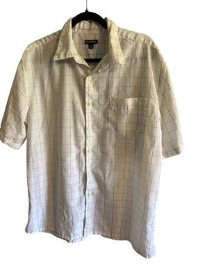 George Men's Short Sleeve Windowpane Shirt White with Black Blocks
